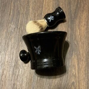 LIQUID LOGIC Men's Black Shaving Mug Windmill Design Vintage Liquid Logic